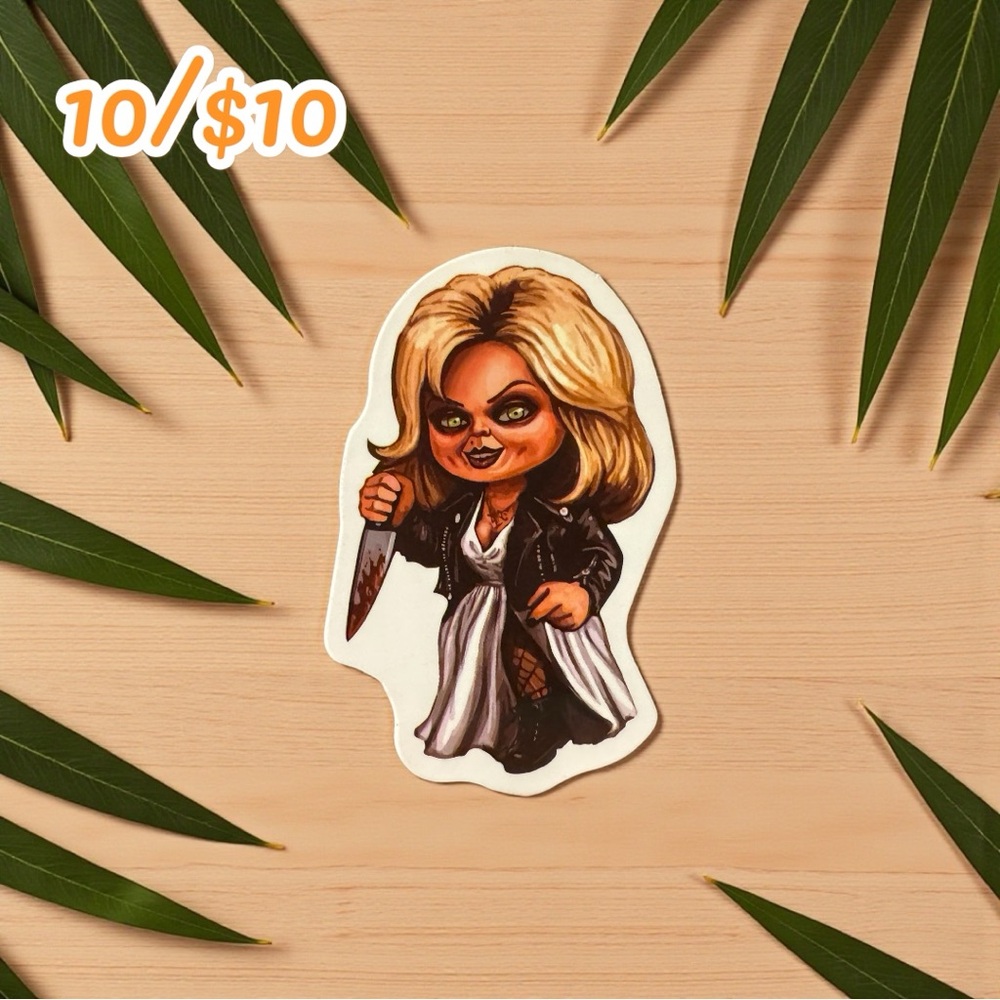 TIFFANY Sticker – Bride of Chucky Horror Matte 2.25” | Killer Doll | 10 for $10